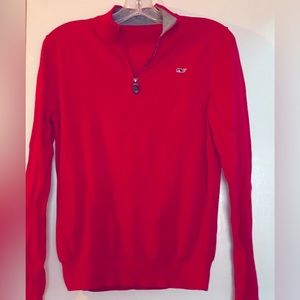 Boys Red Vineyard Vines Quarter Zip Pullover Size M (12-14) Like New. Worn.